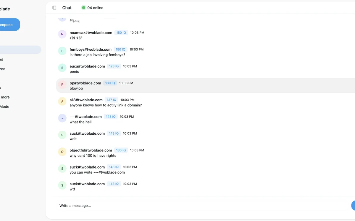 Screenshot of the Twoblade email client's Interface
